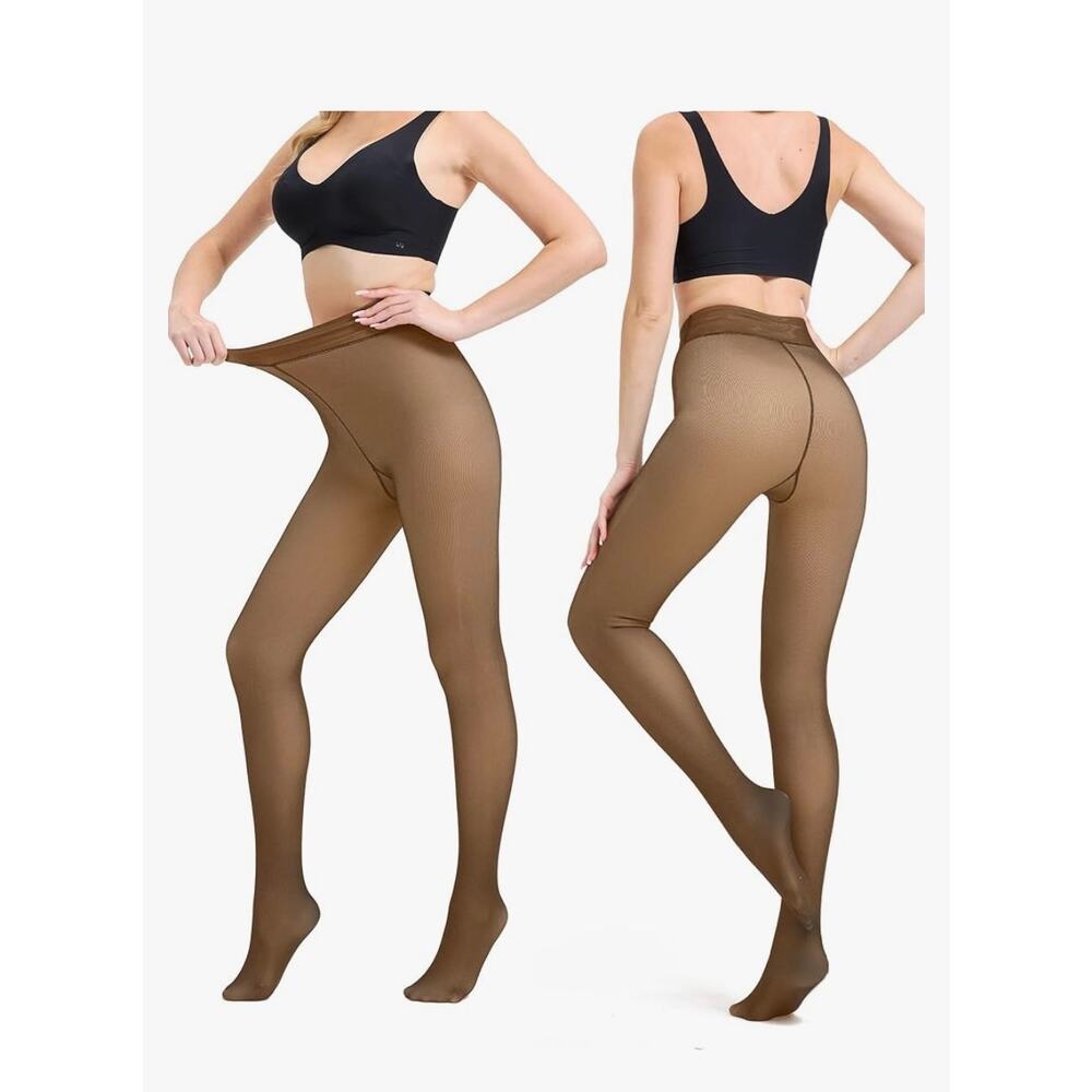 Fleece Lined Thermal Tights-Warm Fake Translucent Pantyhose LNMBFV